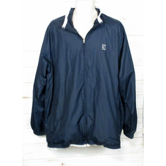 Nike Mens Long Sleeve Fleece Zip Front Sport Jacket Windbreaker Navy XL - Picture 1 of 4